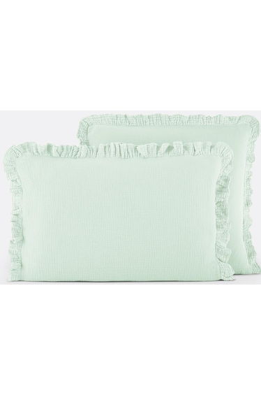 Kumla Plain Cotton Muslin Ruffled Pillowcase