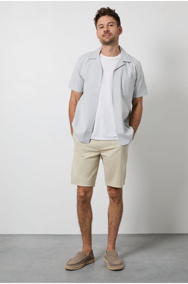 Stone Cotton Linen Shorts
