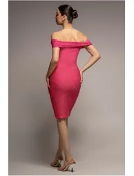 Front Knot Twist Midi Dress - Magenta by Goddiva - 2