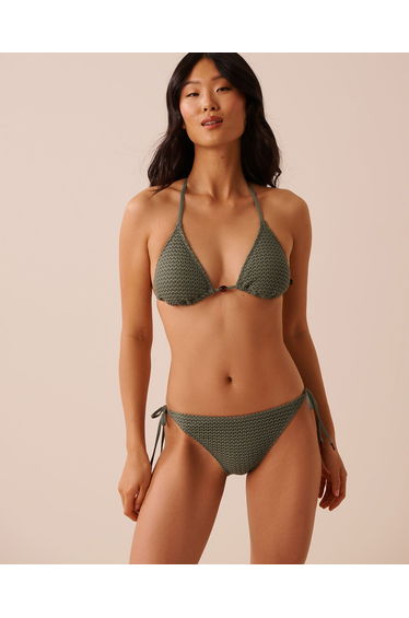 EARTHY GREEN Crochet Side Tie Brazilian Bikini Bottom