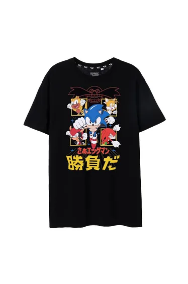 Sonic The Hedgehog Mens Japanese T-Shirt - Black