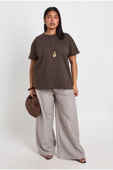 Plus Basic Oversized Short Sleeve T-Shirt - charcoal