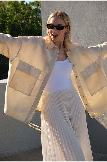 GATHERED OVERSIZE JACKET WITH GLITTER