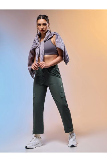 Women Solid Slim Fit Sports Cargo Track Pants