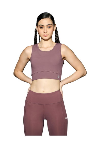 Solid Padded Sports Bra with Logo Detail