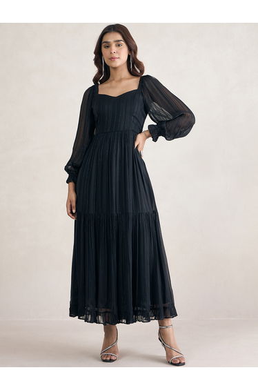 Lurex Sweetheart Neck Maxi Dress