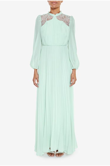 Dusty Blue Long Sleeve Lace Dress