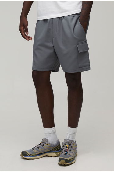 Slim Fit Elasticated Technical Stretch Cargo Shorts - grey
