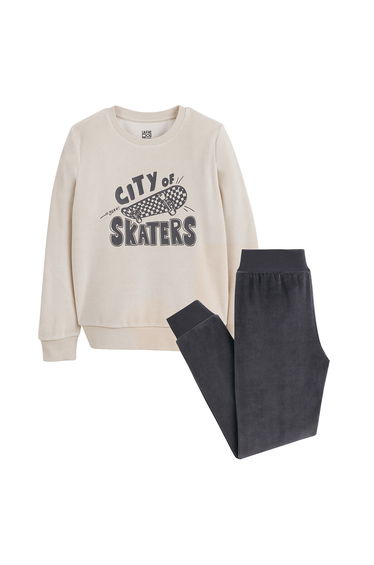 Skateboard Print Velour Pyjamas