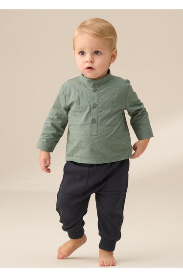 Hartley Green Woven Shirt Bodice with Trouser Set