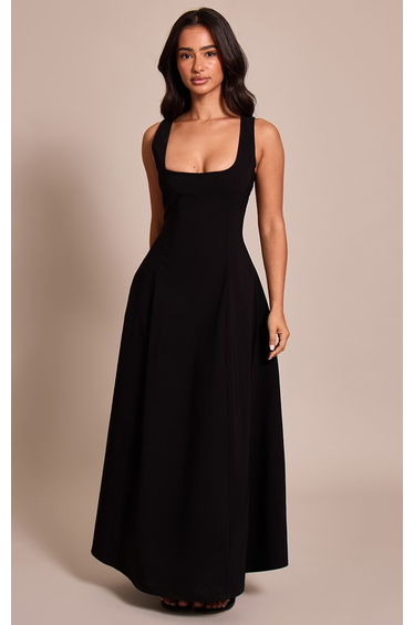 Petite Black Scoop Neck Sleeveless Maxi Dress