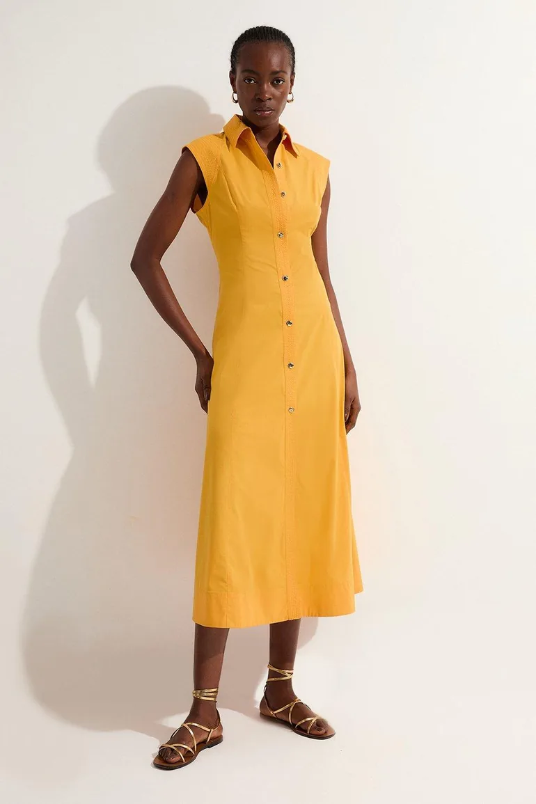 Cotton Top Stitch Woven Midaxi Shirt Dress Karen Millen : Premium Dresses : VogaCloset Oman Cotton Top Stitch Woven Midaxi Shirt Dress Karen Millen : Premium Dresses : VogaCloset Oman