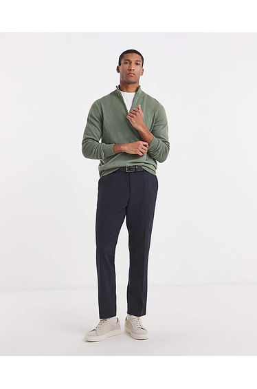 Cotton 1/4 Zip Funnel Knit Top