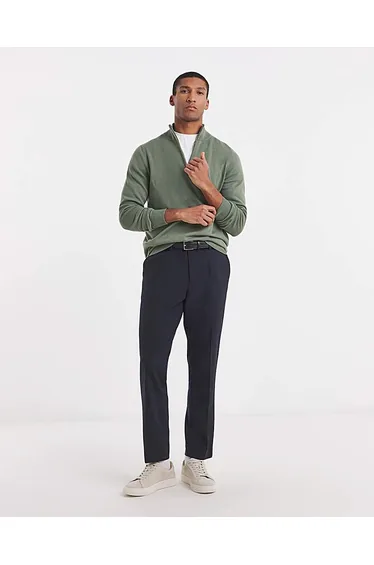 Cotton 1/4 Zip Funnel Knit Top