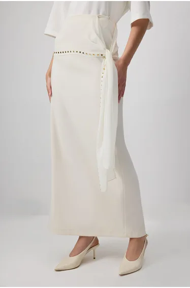 CREPE SKIRT WITH TROQUE DATAIL