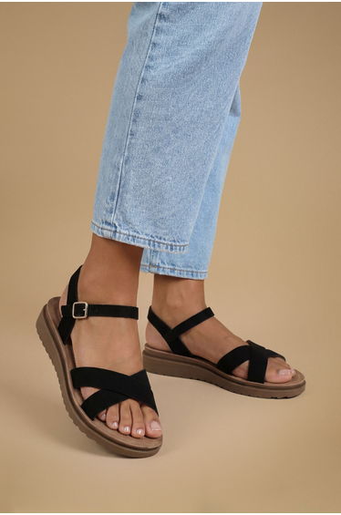 Good For The Sole: Florinda Cross Strap Comfort Wedge Sandals