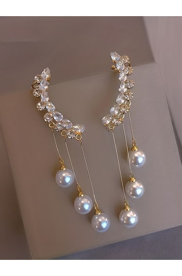Faux Pearl Tassel Earrings