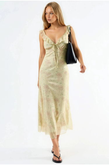 Floral V-Neck Midi Dress
