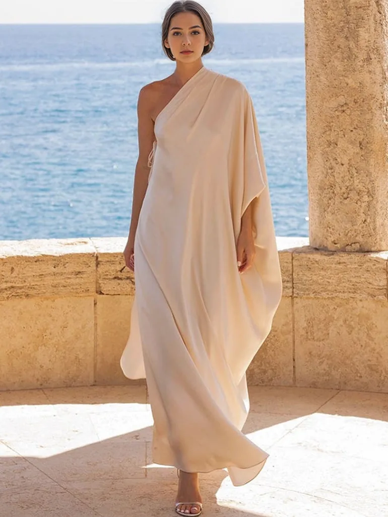 one shoulder batwing dress Geo Print One Shoulder Batwing Sleeve Dress