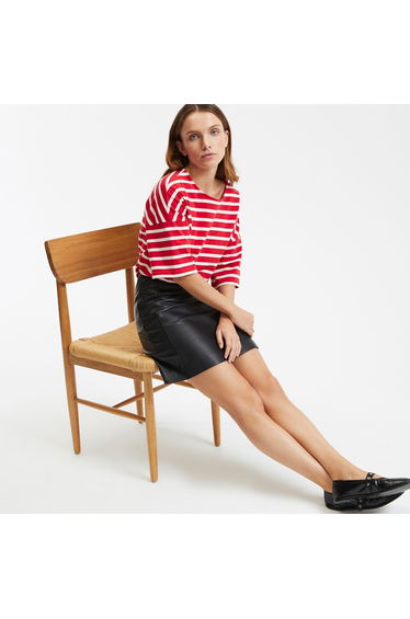 Leather Straight Mini Skirt