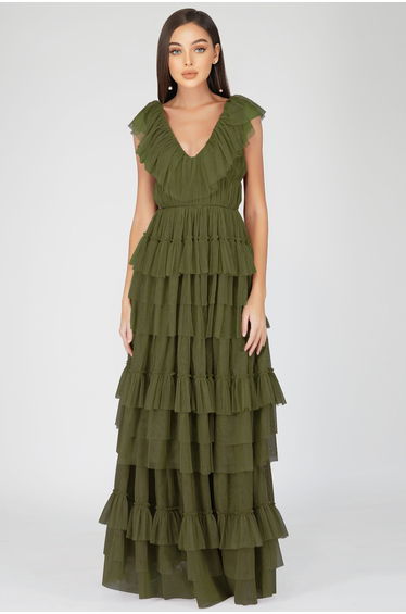 Alexandra Maxi Dress in Deep Olive