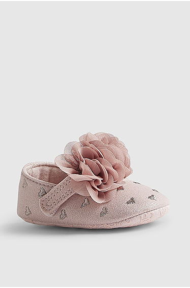 Baby Girls Pink Heart Ballet Pumps