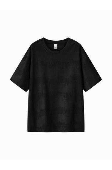 Men's Embossed Pattern Short Sleeve T-Shirt