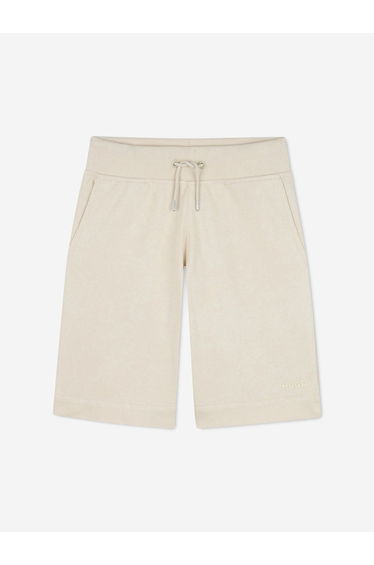 Boys Logo Print Bermuda Shorts in Beige