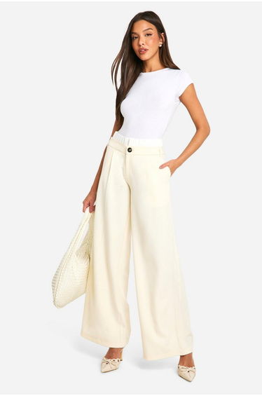 Tailored Contrast Waistband Straight Leg Trouser