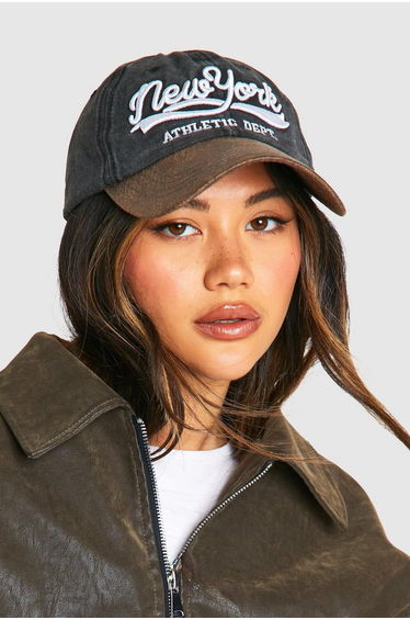 New York Embroidered Baseball Cap - grey