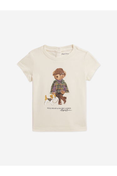 Ralph Lauren Baby Girls Polo Bear T-Shirt in Beige