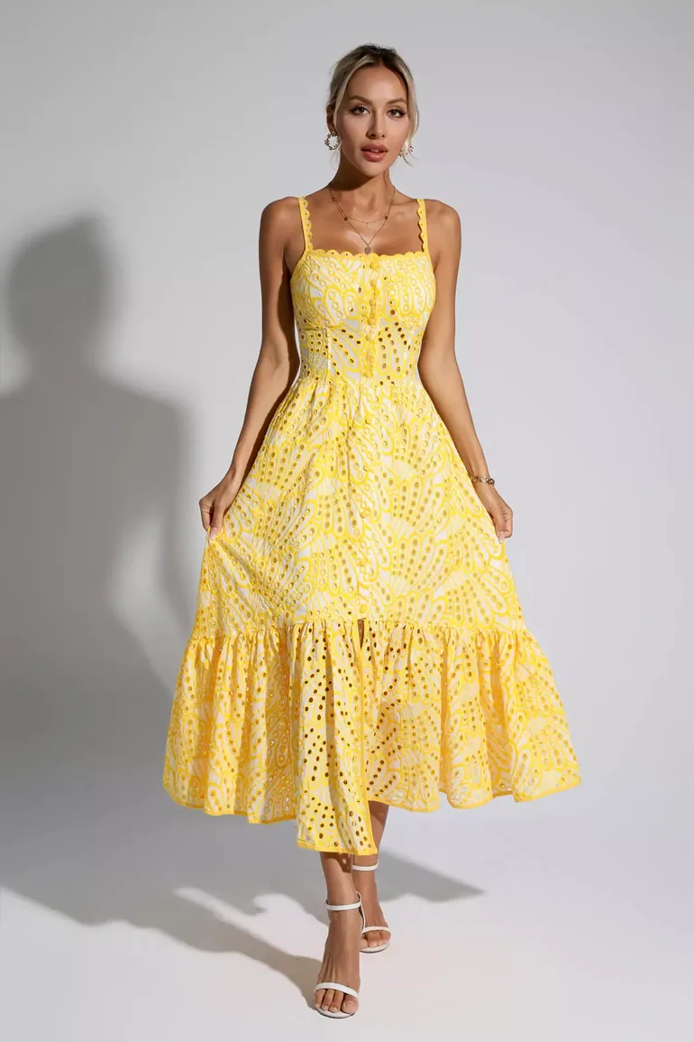 Michelle Yellow Printed Maxi Dress - 2