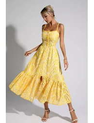 Michelle Yellow Printed Maxi Dress - 3