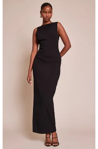Premium Black Scoop Back Maxi Dress