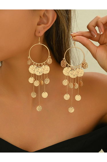 Round Geometric Tassels Earring
