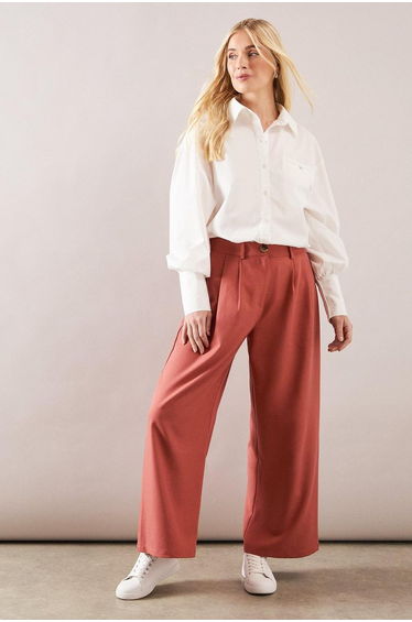 Petite Elasticated Waist Wide Leg Trouser