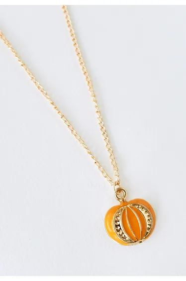 Crown Pumpkin Pendant Necklace