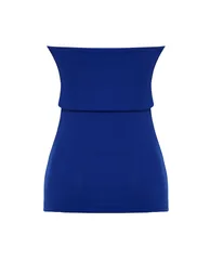 Saks Strapless Collar Side Zipper Crepe Knitted Blouse - 7