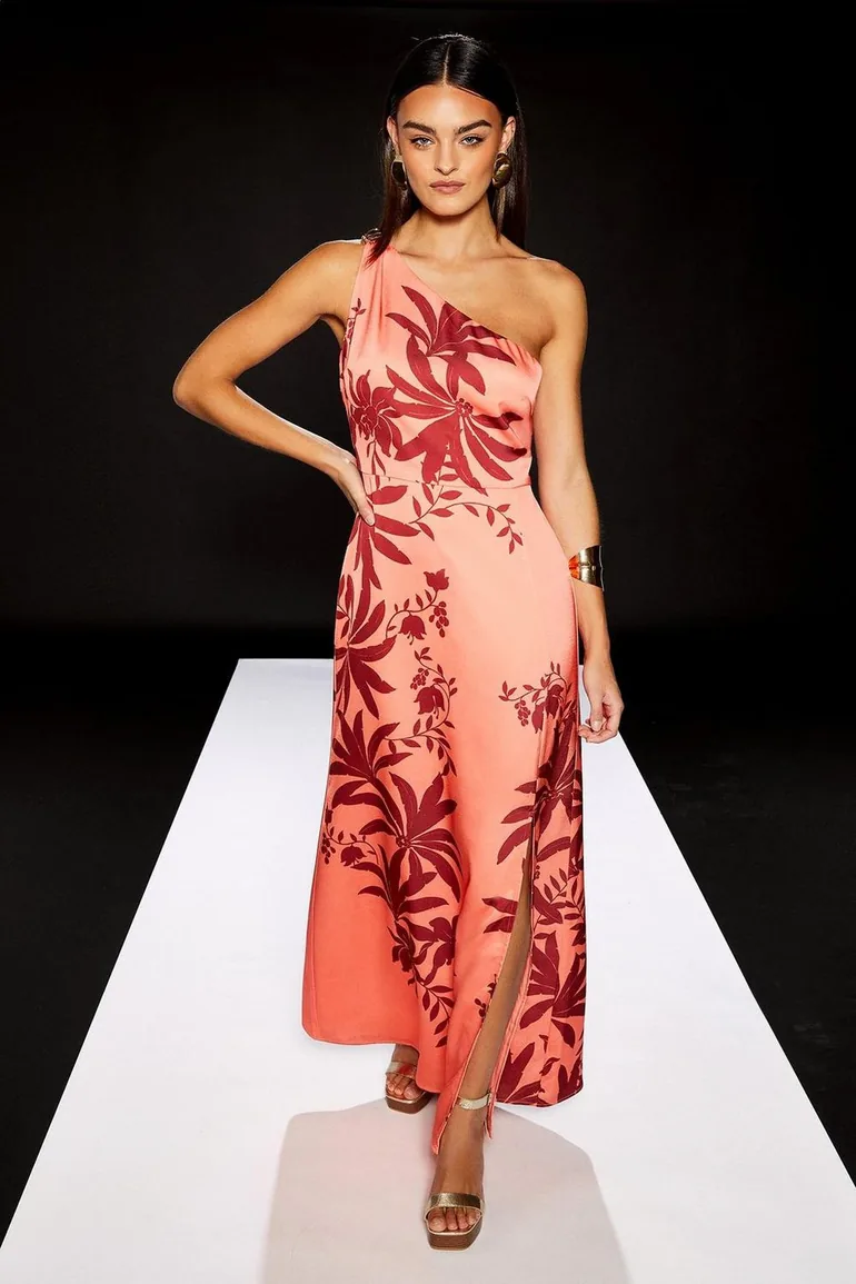 Runway 1.8.1.8 One Shoulder Satin Slip Dress Warehouse Multicolour :  Holiday Dresses : VogaCloset Oman