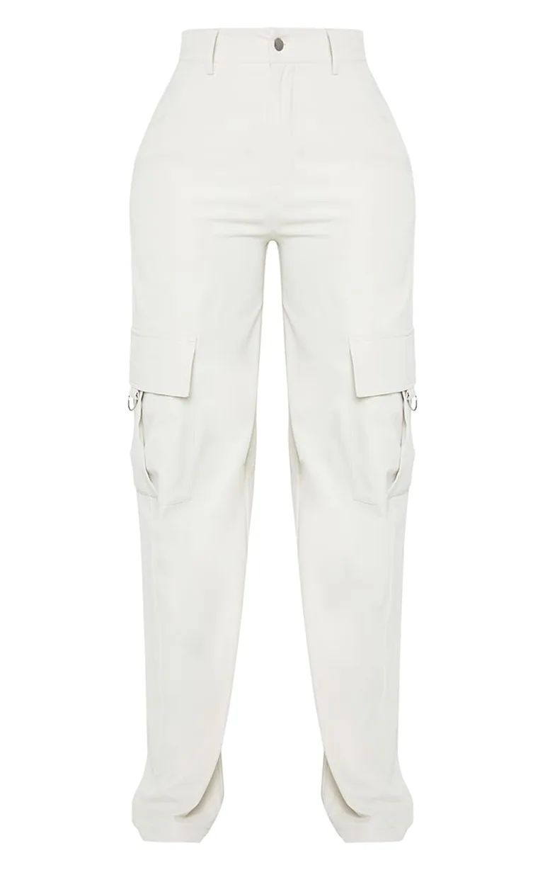 PRETTYLITTLETHING Shape Stone Buckle Detail Cargo Wide Leg Trousers - 4