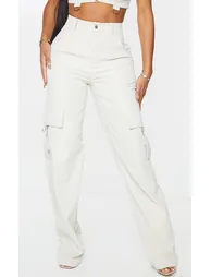 PRETTYLITTLETHING Shape Stone Buckle Detail Cargo Wide Leg Trousers - 1