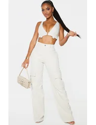 PRETTYLITTLETHING Shape Stone Buckle Detail Cargo Wide Leg Trousers