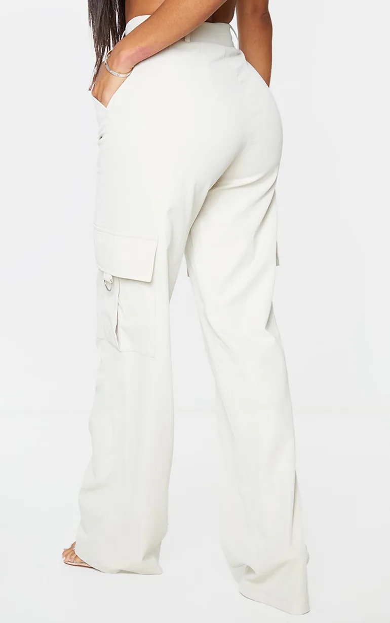 PRETTYLITTLETHING Shape Stone Buckle Detail Cargo Wide Leg Trousers - 2