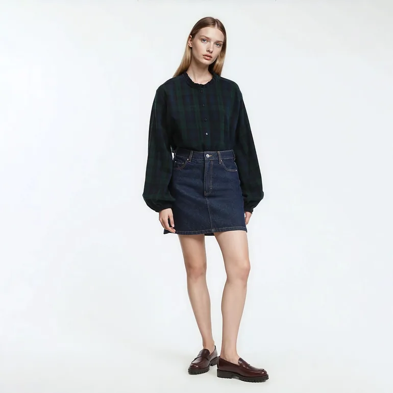 Checked Shirt with Victorian Collar - 2