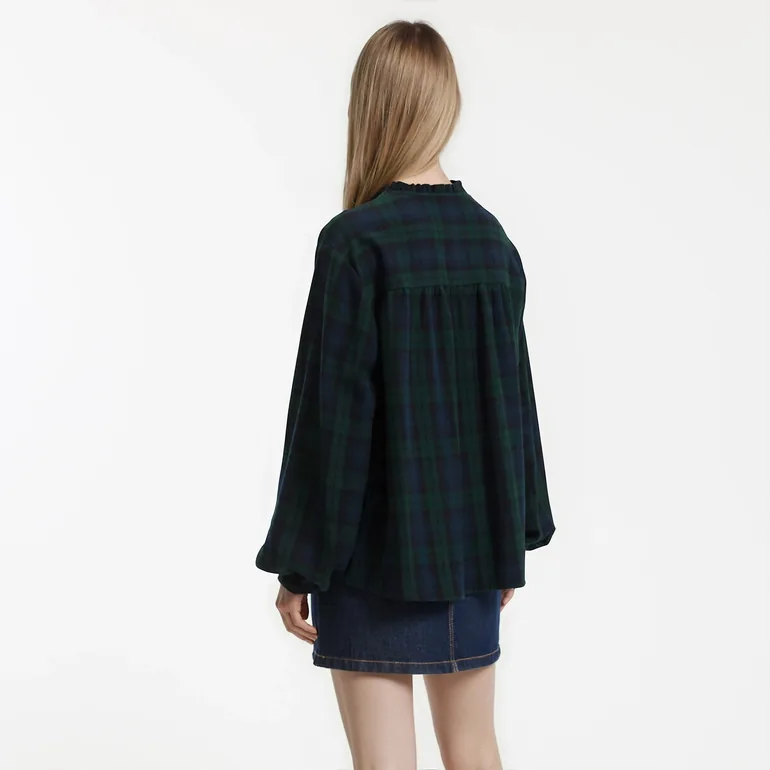 Checked Shirt with Victorian Collar - 4