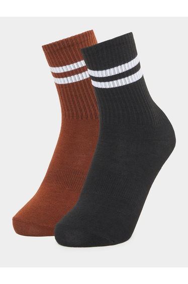 Set of 2 - Contrast Striped Socks