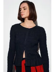 Dilvin Textured Knit Button-Front Blouse - 2