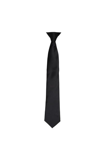 Premier Colours Mens Satin Clip Tie - Black