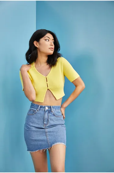 Blue Denim Bodycon Mini Skirt