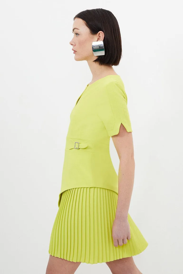 karen millen yellow skater dress Yellow Silk Cotton Trailing Floral Puff Sleeve Midi Dress